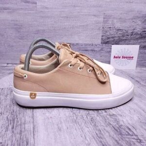 Sperry Top Sider Cap Toe Leather Casual Low Top Sneaker Nude White Women's sz 7